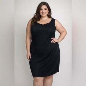 Carole Little Black Midi Dress with floral pattern